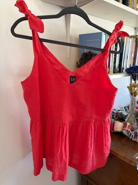 GAP Coral Tie-Strap Peplum Top